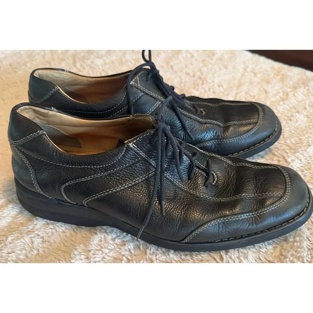 Johnston Murphy Shuler Bicycle shoes Oxford Mens 10.5 M Black Pebbled Leather
